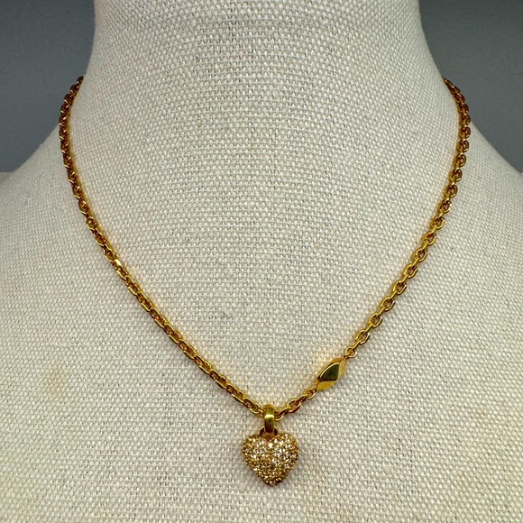 Dior Gold Heart Rhinestone Necklace - Picture 1 of 4